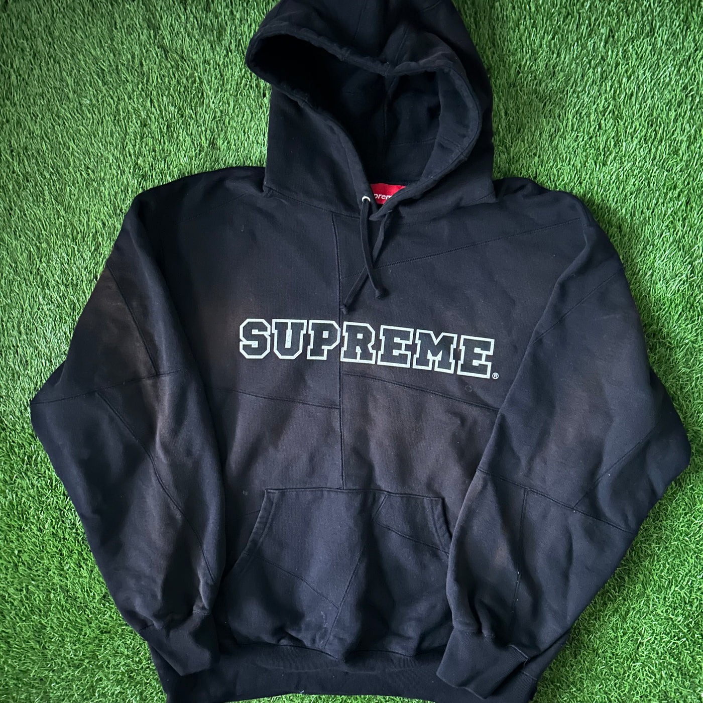 Supreme Patchwork Bleached Black Hoodie