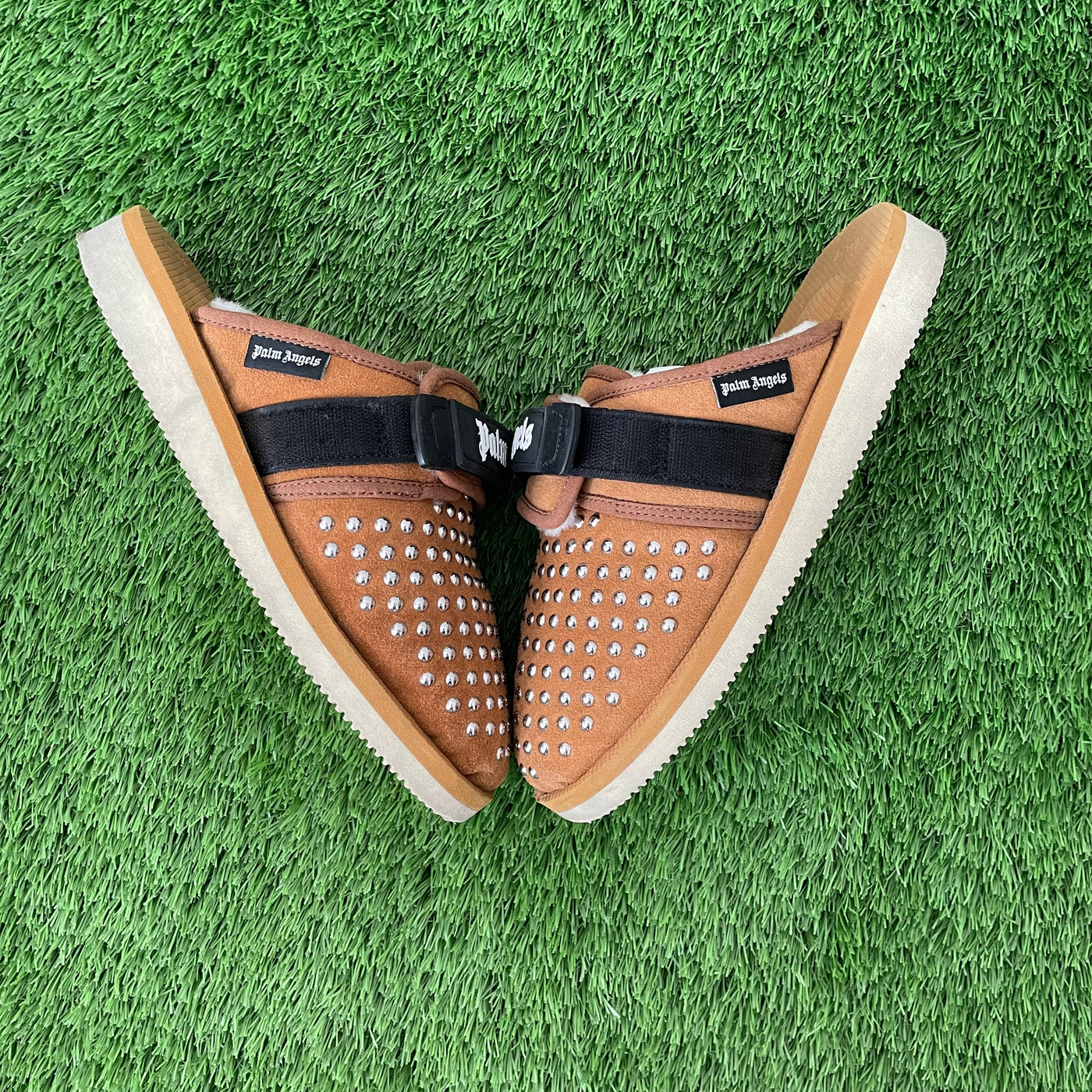 Palm Angels Tan Studded Suicoke Slippers